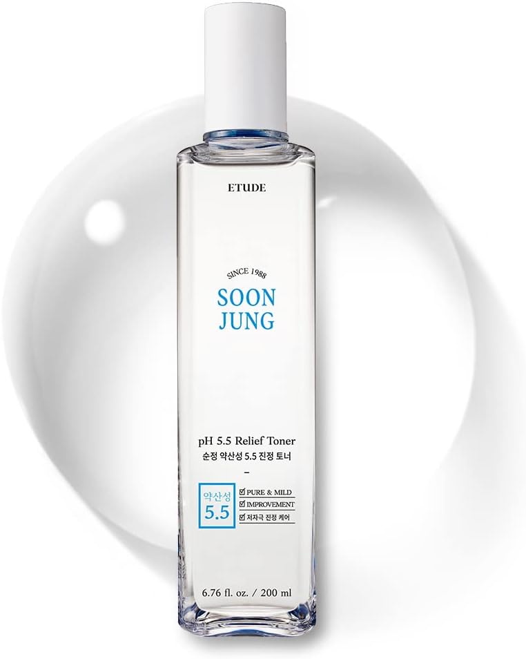 ETUDE House Soonjung pH5.5 Relief Toner 200ml (New Version) | Skin Care Solution | Low PH Toner for Sensitive Skin | Non-Comedogenic, Hypoallergenic & Fragrance Free Moisturizer for Face
