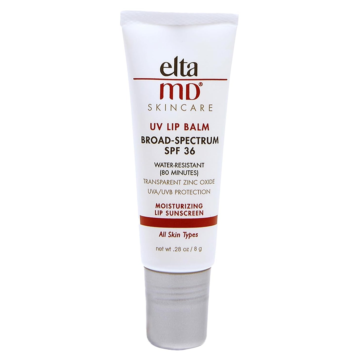 EltaMD UV Lip Balm Sunscreen, SPF 36 Sunscreen Lip Balm with SPF, Moisturizes and Protects Dry Cracked Lips, Water Resistant up to 80 Minutes, Transparent Zinc Oxide Lip Sunscreen, 0.28 Tube