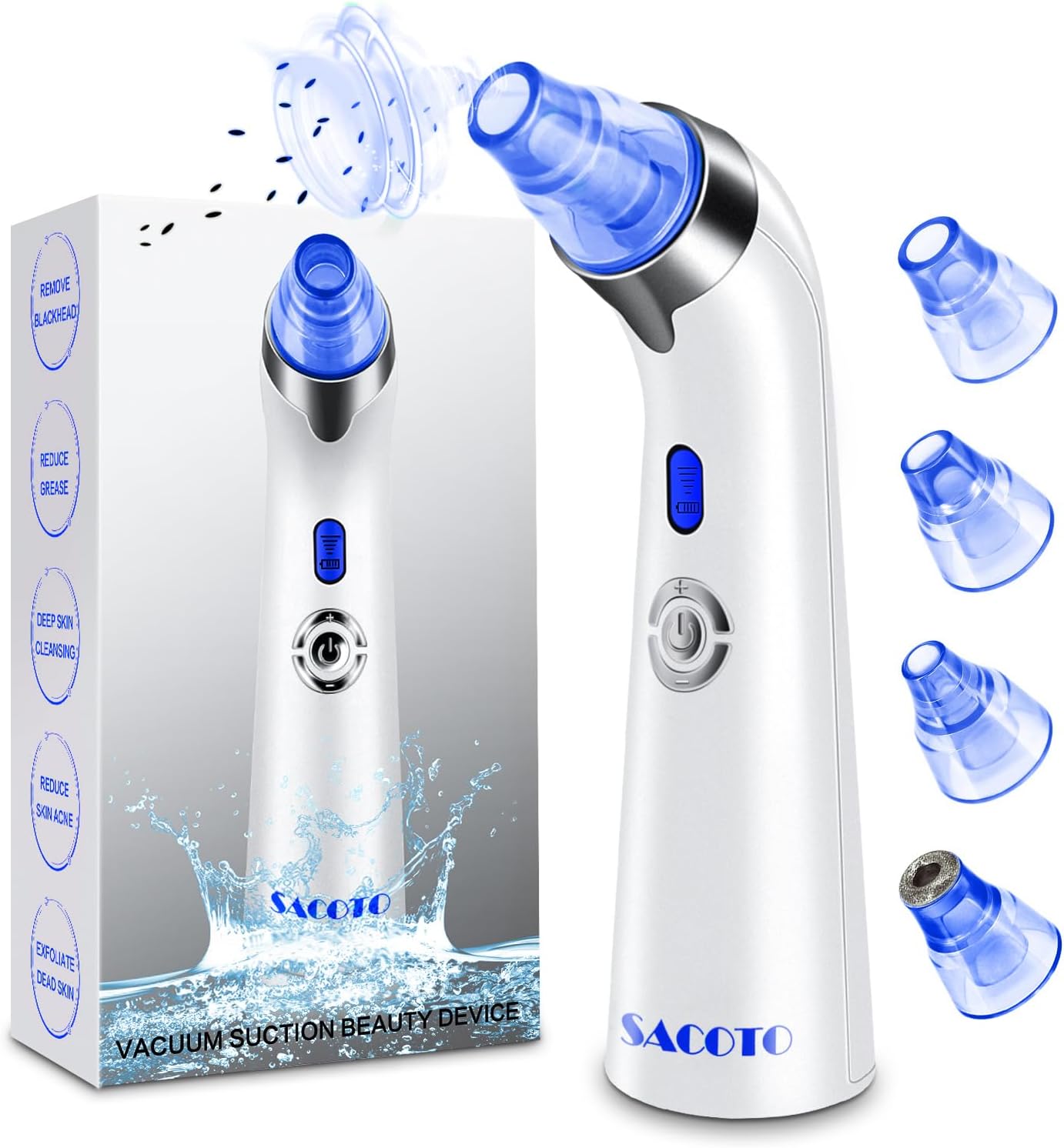 Blackhead Remover Pore Vacuum, Face Suction Pore Cleanser, 5 Suction Power Electric Blackhead Extractor Tool, 4 Probes, Blackhead Suction Remover for Women & Men