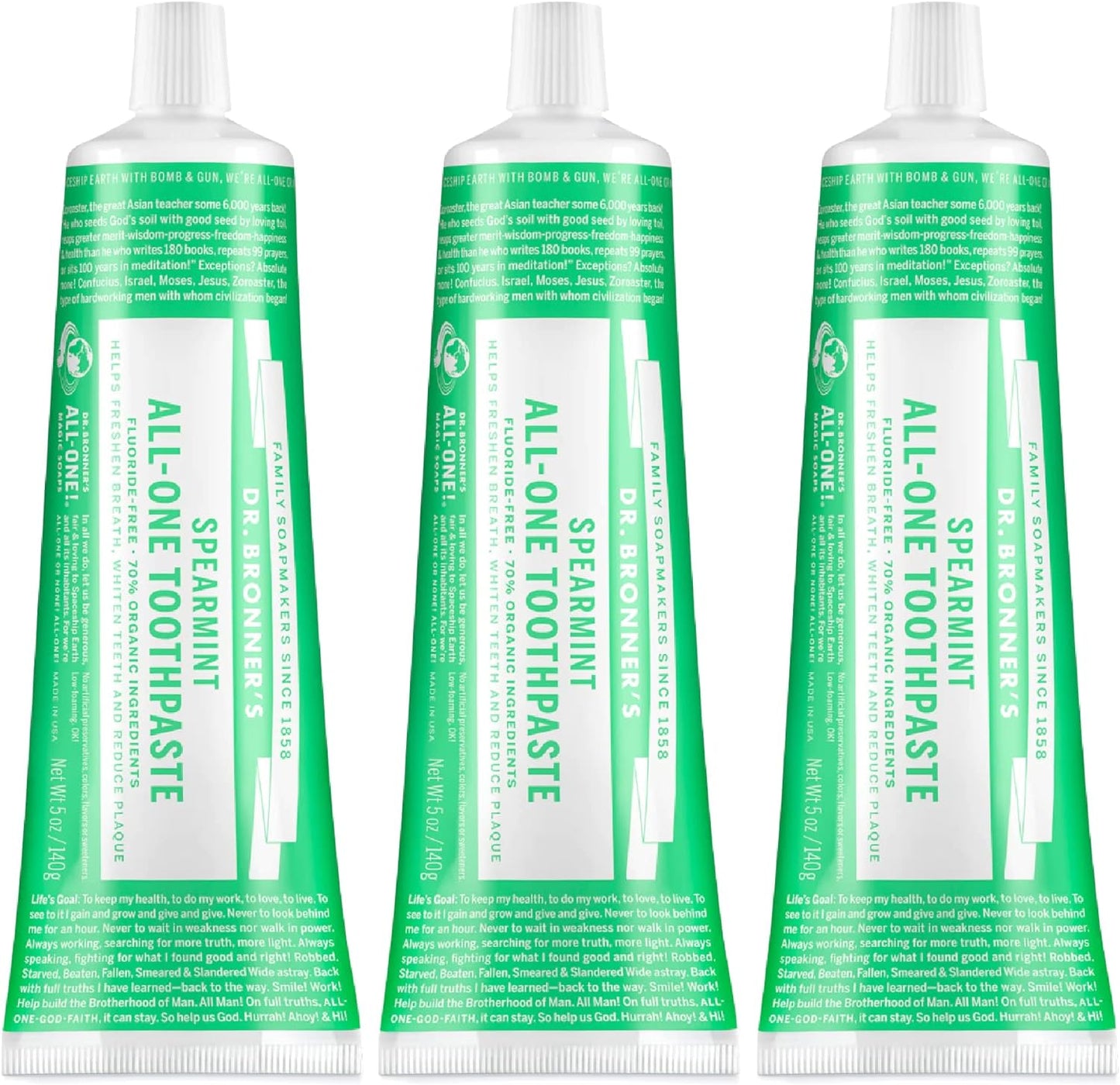 Dr. BronnerÕs - All-One Toothpaste (Spearmint, 5 Ounce,3-Pack)