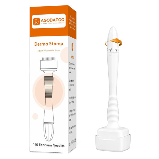 Agodafoo Derma Stamp for Women and Men Home Use, Derma Roller with 140A Needles, Adjust Microneedling Pen Beauty Pen for Face Body, Skin Care Gift
