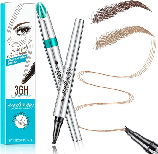 Eyebrow Microblading Pen, Eyebrow Pencil with an Upgrade Micro-Fork Tip Applicator, Waterproof Long-Lasting Microblading Pencil for Eyebrows, Microblading Pen for Natural Looking Brows Makeup