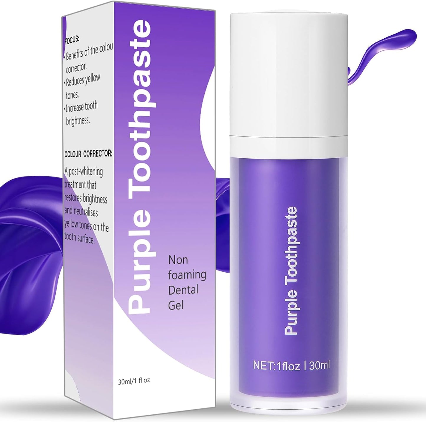 Purple Toothpaste for Teeth Whitening, Purple Toothpaste Whitening, Purple Toothpaste, Purple Teeth Whitening, Tooth Stain Removal,Tooth Colour Corrector, Teeth Whitener, Teeth Whitening Booster