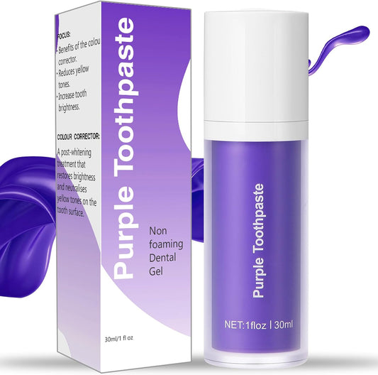Purple Toothpaste for Teeth Whitening, Purple Toothpaste Whitening, Purple Toothpaste, Purple Teeth Whitening, Tooth Stain Removal,Tooth Colour Corrector, Teeth Whitener, Teeth Whitening Booster