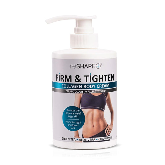 Reshape+ Collagen Body & Face Cream Moisturizing Skin Care Lotion, Skin Tightening Cellulite Body Lotion Improves Elasticity, Plumps Sagging Skin W/Green Tea, Aloe Vera, & Chamomile, 15 Fl Oz