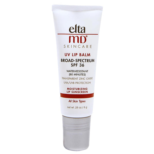 EltaMD UV Lip Balm Sunscreen, SPF 36 Sunscreen Lip Balm with SPF, Moisturizes and Protects Dry Cracked Lips, Water Resistant up to 80 Minutes, Transparent Zinc Oxide Lip Sunscreen, 0.28 Tube