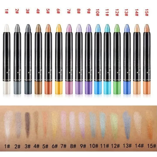Flashstar 15 Color Highlighter Eyeshadow Pencil Waterproof Glitter Eye Shadow Eyeliner Pen Set, Eye Shadow Pencil, Pearl Eyeliner Kit Metallic Eyeliner Pencil Glitter Eyeliner for Women