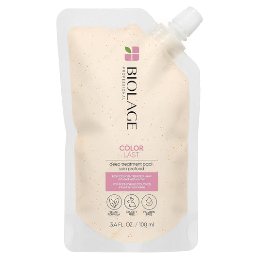 Biolage Color Last Deep Treatment Pack | Leave-In Hair Mask | Helps Maintain Hair Color | With Orchid & Apricot Seeds | Vegan & Paraben-Free | For Color Treated Hair | Vegan | 3.4 Fl. Oz
