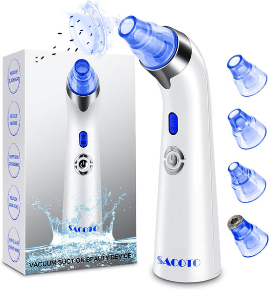 Blackhead Remover Pore Vacuum, Face Suction Pore Cleanser, 5 Suction Power Electric Blackhead Extractor Tool, 4 Probes, Blackhead Suction Remover for Women & Men