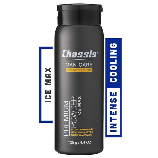 Chassis Ice Max Premium Body Powder for Men, Odor-Absorbent, Anti-Chafing, Talcum-Free, MenÕs Hygiene Comfort Powder, Natural Ingredient Ball Deodorant for Men, Original Fresh Scent