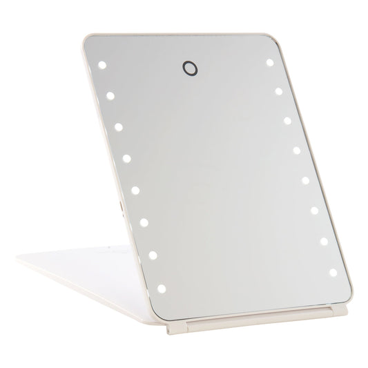 Touch Pad Rechargeable LED Makeup Mirror with Flip Cover