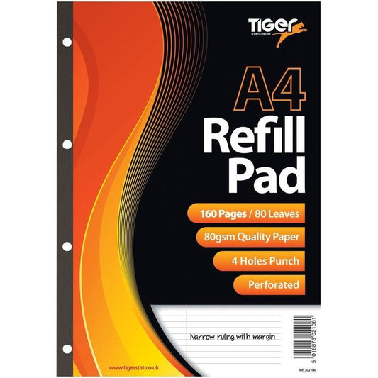 A4 Feint Narrow Ruled Refill Pad 80gsm